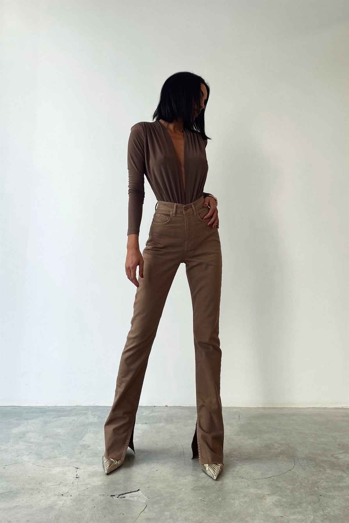 High Waist Brown Jeans-10427395801431-ZARA MAE LONDON