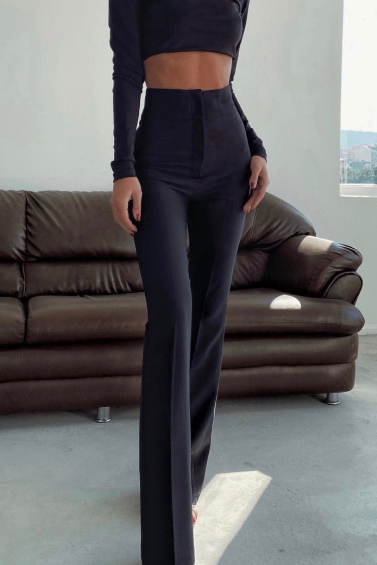 Double High Rise Flared Trousers-10427394621783-ZARA MAE LONDON