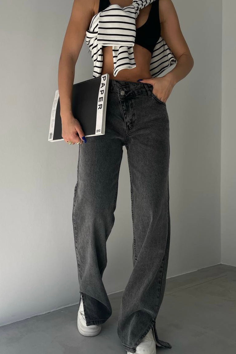 Cross Button Straight Jeans-10427394326871-ZARA MAE LONDON