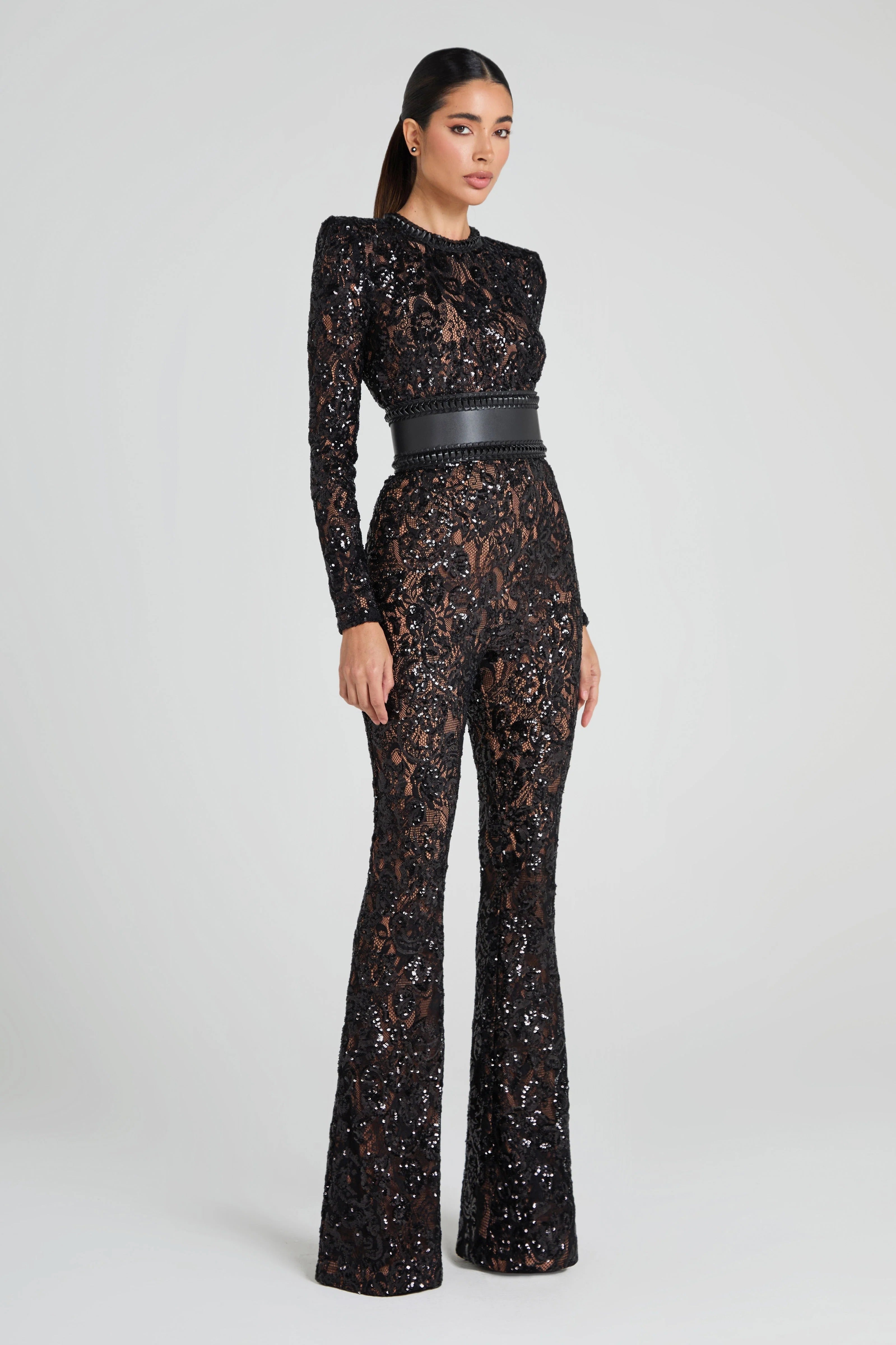 Noirisse – Embellished lace – Flared jumpsuit-10423815897431-ZARA MAE LONDON