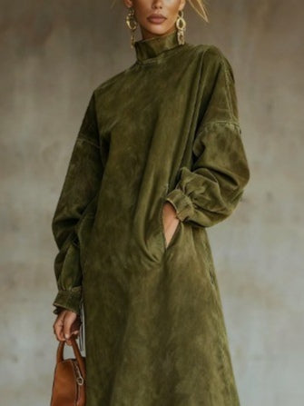 Valdrina – Suede fringe detail – Midi turtleneck dress-10434771747159-ZARA MAE LONDON