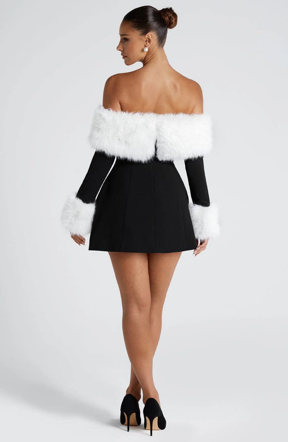 Nevarose – Fur off-shoulder – Mini dress-10417304895831-ZARA MAE LONDON