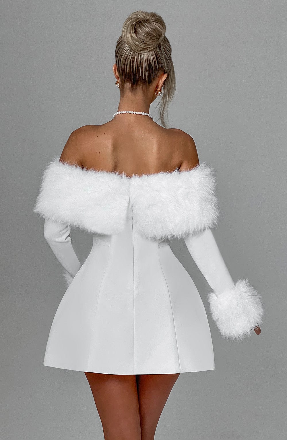 Nevarose – Fur off-shoulder – Mini dress-10417304895831-ZARA MAE LONDON